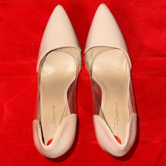 BCBGeneration Taupe Stiletto Heels with Transparent Panels Size 10 - Picture 4 of 10